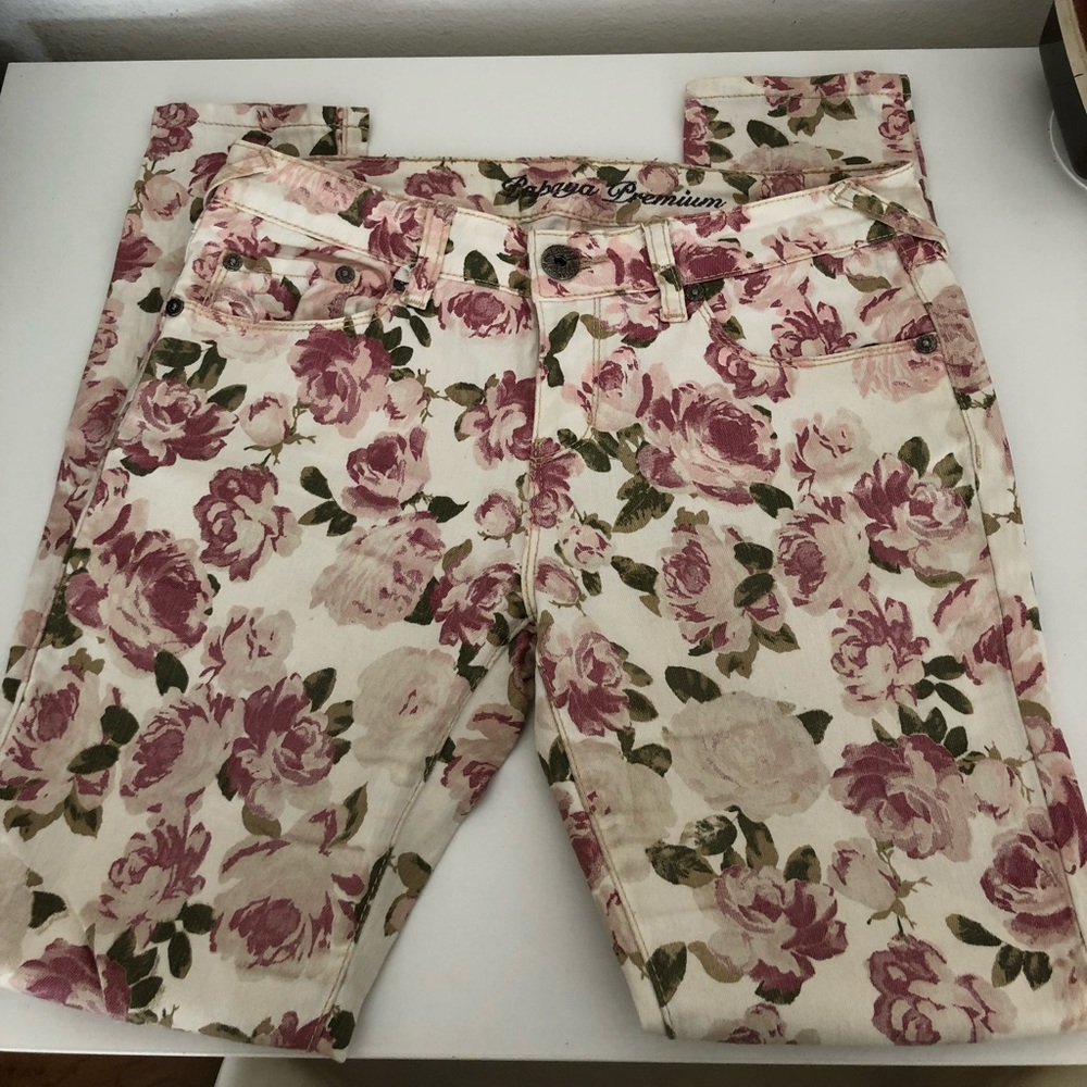 EUC Papaya Premium Floral Jeans